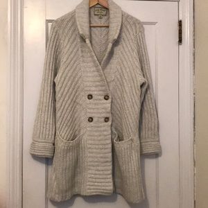 Lucky Brand Ribbed Sweater Coat-Grey
